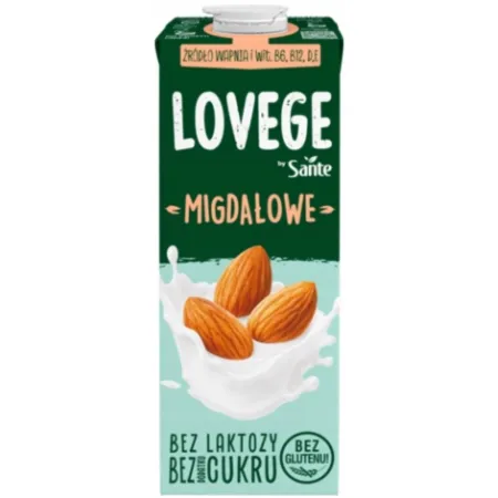 SANTE Lovege MIGDAŁOWE Napój roślinny migdałowy bez cukru i glutenu 1l