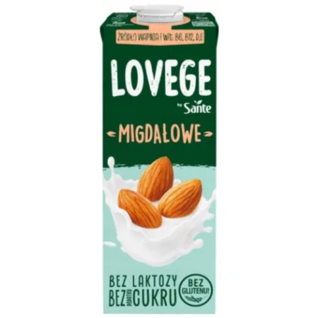 SANTE Lovege MIGDAŁOWE Napój roślinny migdałowy bez cukru i glutenu 1l