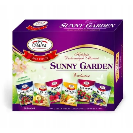 MALWA SUNNY GARDEN Zestaw herbat owocowo-ziołowych prezent Święta 36 szt.
