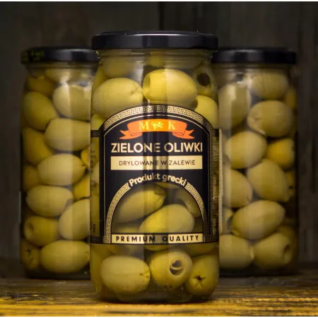 MK ZIELONE OLIWKI drylowane w zalewie produkt GRECJA 350g
