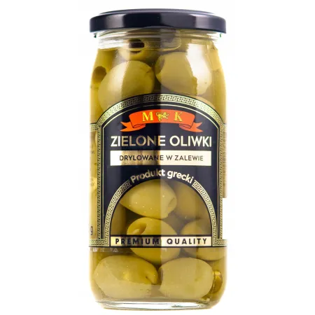 MK ZIELONE OLIWKI drylowane w zalewie produkt GRECJA 350g
