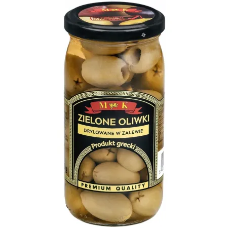 MK ZIELONE OLIWKI drylowane w zalewie produkt GRECJA 350g