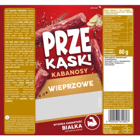 SOKOŁÓW PRZEKĄSKI Kabanosy WIEPRZOWE 80g