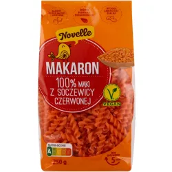 NOVELLE Makaron świderek 100% MĄKI Z SOCZEWICY CZERWONEJ 250 g