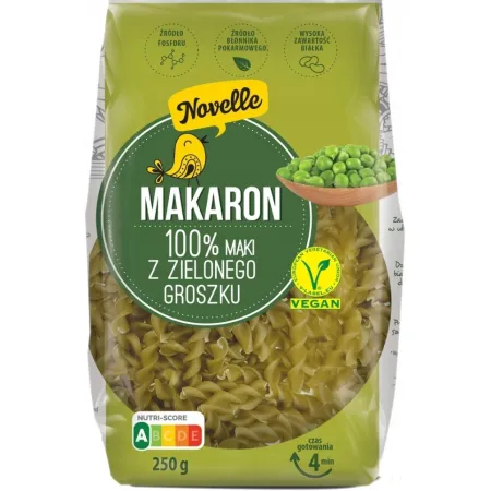 NOVELLE Makaron 100 % MĄKI Z ZIELONEGO GROSZKU 250g zielony groszek