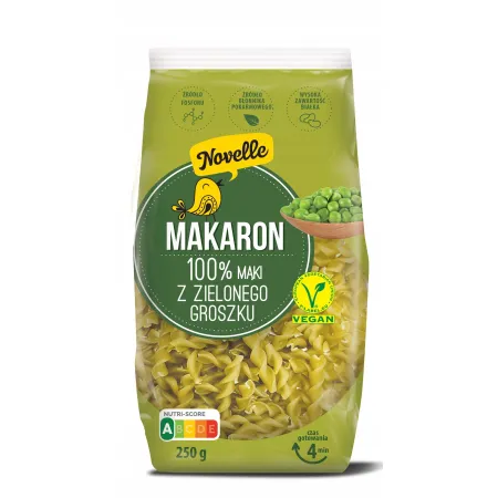 NOVELLE Makaron 100 % MĄKI Z ZIELONEGO GROSZKU 250g zielony groszek