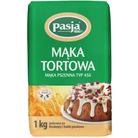 JELONKI MĄKA PASJA PSZENNA TORTOWA TYP 450 1KG biszkopty babki piaskowe